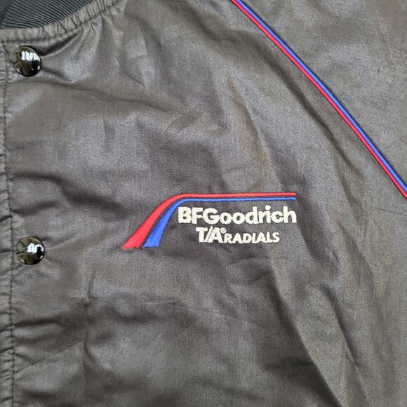 Vintage 80s BFGoodrich Racing Jacket Large 23x23 Boxy Crop Black Raglan - Picture 3 of 12